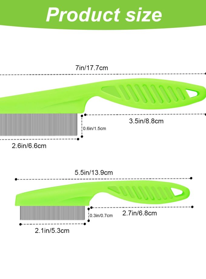 2 in 1 Multifunctional Pet Grooming Comb - Flea and Tear Stain Removal for Dogs and Cats, Dehairing for Face and Paws (Green)
