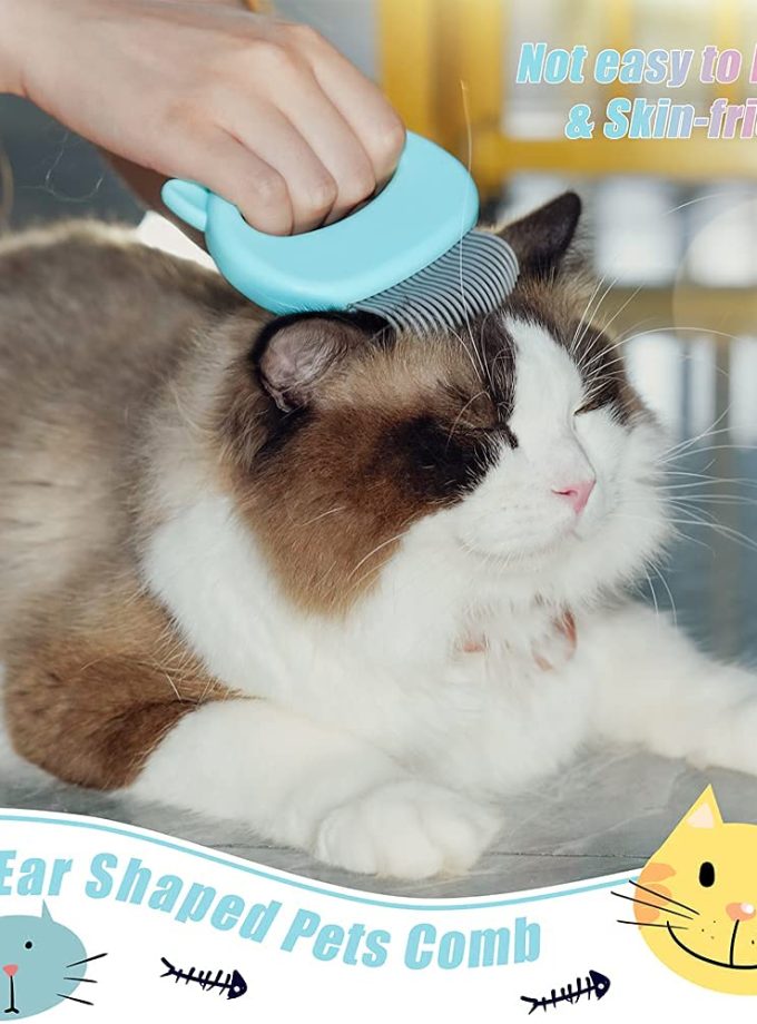 Cat Comb Pet Short Long Hair Removal Massaging Shell Comb Soft Deshedding Brush Grooming And Shedding Matted Fur Remover Massage Dematting Tool For Dog Puppy Rabbit (Blue)