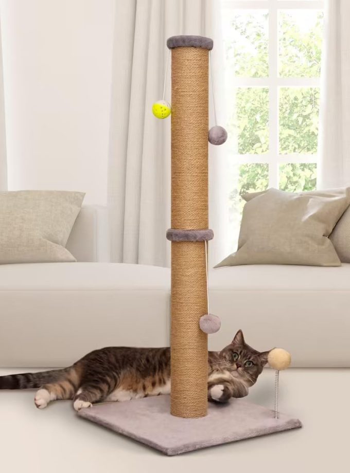 Tall Cat Scratching Post 36 inch Large Cat Scratch Post for Indoor Cats with Durable Natural Sisal Rope Scratcher Post Tree Kitten Interactive Toy-Gray