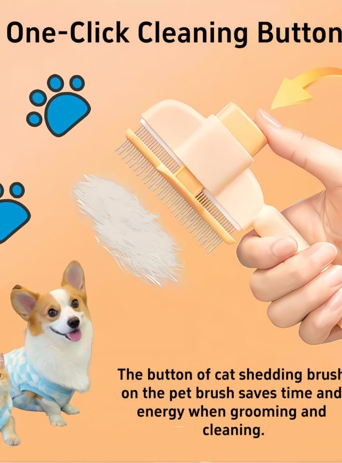 2PCS Pet Comb for Dogs & Cats with Long & Short Stainless Steel Metal Teeth for Shedding and Tangles, Self-Cleaning Pet Comb for Dogs and Cats, Comfort and safety