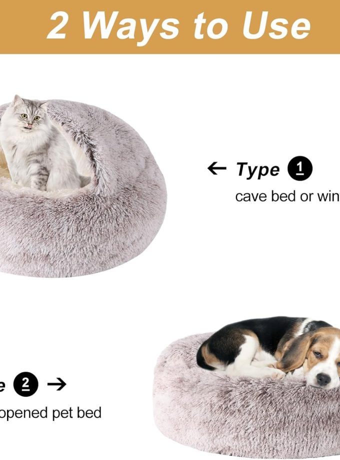 Dog Beds for Small Dogs, Cat Bed , Washable Cute Cat Bed, Cozy Nook Pet Bed for Dogs or Cats, Anti-Slip Puppy Bed Fits up to 12 lbs Pets(Coffee, 20" x 20")