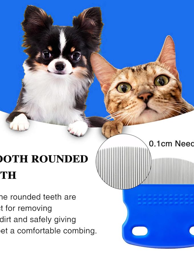 2 Pack Professional Eye Comb For Pets,Stainless Steel Tear Stain Remover,Flea Lice Comb,For Cats & Dogs,Gentle Round-Head Grooming Tool,Precisely Removes Stains, Dirt And Debris From The Eye Area